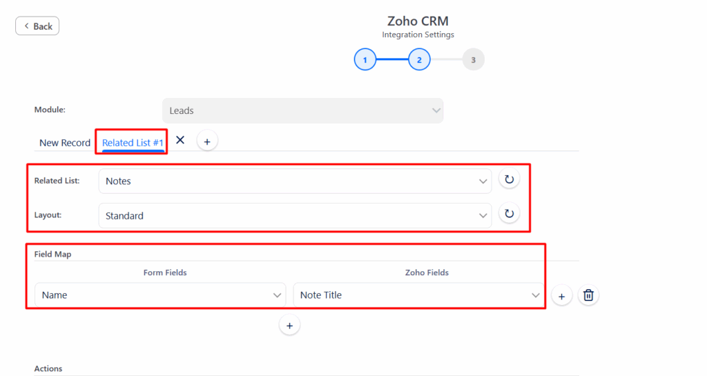 Zoho CRM Integration with Forminator Forms - Add Related List