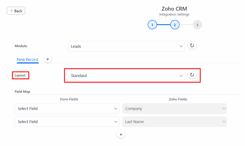 Zoho CRM Integration with Forminator Forms - Choose Layout