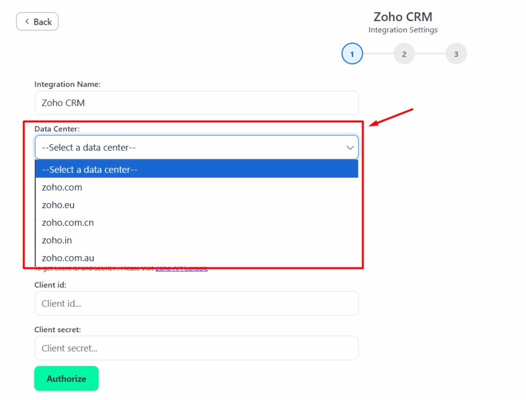 Zoho CRM Integration with Forminator Forms - Data Center