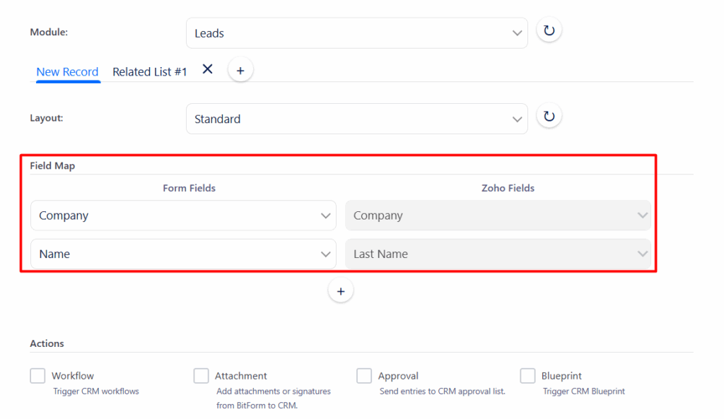 Zoho CRM Integration with Forminator Forms - Fields Mapping